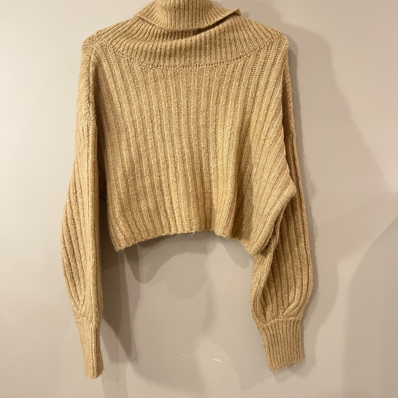 Ardene Ribbed Tan Cowl Neck Sweater - Picture 2 of 3